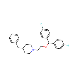 Fc1ccc(C(OCCN2CCC(Cc3ccccc3)CC2)c2ccc(F)cc2)cc1 ZINC001772590322