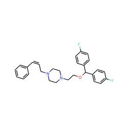 Fc1ccc(C(OCCN2CCN(C/C=C\c3ccccc3)CC2)c2ccc(F)cc2)cc1 ZINC000022812816