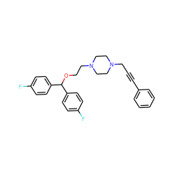 Fc1ccc(C(OCCN2CCN(CC#Cc3ccccc3)CC2)c2ccc(F)cc2)cc1 ZINC000095543710