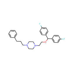 Fc1ccc(C(OCCN2CCN(CCCc3ccccc3)CC2)c2ccc(F)cc2)cc1 ZINC000022034135