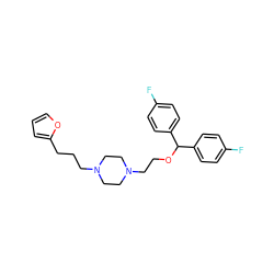 Fc1ccc(C(OCCN2CCN(CCCc3ccco3)CC2)c2ccc(F)cc2)cc1 ZINC000022938591