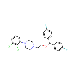 Fc1ccc(C(OCCN2CCN(c3cccc(Cl)c3Cl)CC2)c2ccc(F)cc2)cc1 ZINC001772642316