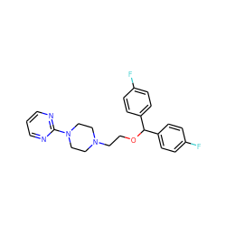 Fc1ccc(C(OCCN2CCN(c3ncccn3)CC2)c2ccc(F)cc2)cc1 ZINC001772639618