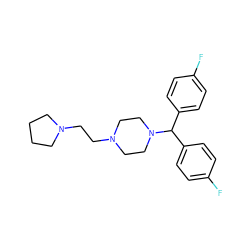 Fc1ccc(C(c2ccc(F)cc2)N2CCN(CCN3CCCC3)CC2)cc1 ZINC000034849775