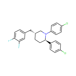Fc1ccc(C[C@H]2CC[C@H](c3ccc(Cl)cc3)N(c3ccc(Cl)cc3)C2)cc1F ZINC000045353236
