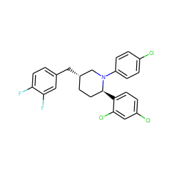 Fc1ccc(C[C@H]2CC[C@H](c3ccc(Cl)cc3Cl)N(c3ccc(Cl)cc3)C2)cc1F ZINC000045350234