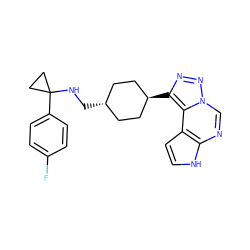 Fc1ccc(C2(NC[C@H]3CC[C@H](c4nnn5cnc6[nH]ccc6c45)CC3)CC2)cc1 ZINC001772651569