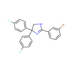 Fc1ccc(C2(c3ccc(F)cc3)CNC(c3cccc(Br)c3)=N2)cc1 ZINC000038448714