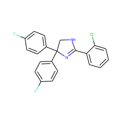 Fc1ccc(C2(c3ccc(F)cc3)CNC(c3ccccc3Cl)=N2)cc1 ZINC000040424780