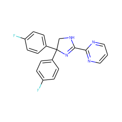 Fc1ccc(C2(c3ccc(F)cc3)CNC(c3ncccn3)=N2)cc1 ZINC000040429189