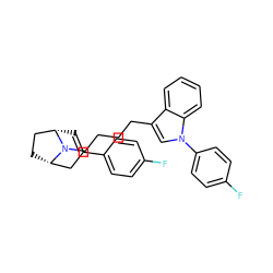 Fc1ccc(C2=C[C@H]3CC[C@@H](C2)N3CCCCc2cn(-c3ccc(F)cc3)c3ccccc23)cc1 ZINC000001542666