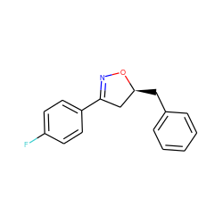 Fc1ccc(C2=NO[C@@H](Cc3ccccc3)C2)cc1 ZINC000095584329