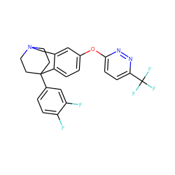 Fc1ccc(C23CCN(CC2)Cc2cc(Oc4ccc(C(F)(F)F)nn4)ccc23)cc1F ZINC000114348585