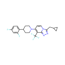 Fc1ccc(C2CCN(c3ccn4c(CC5CC5)nnc4c3C(F)(F)F)CC2)c(F)c1 ZINC000095575871