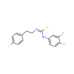 Fc1ccc(CC/N=C(/S)Nc2ccc(F)c(Cl)c2)cc1 ZINC000013519340