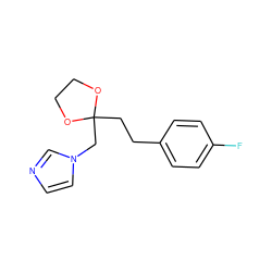 Fc1ccc(CCC2(Cn3ccnc3)OCCO2)cc1 ZINC000028647995