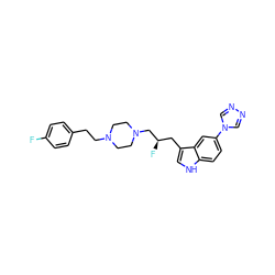 Fc1ccc(CCN2CCN(C[C@H](F)Cc3c[nH]c4ccc(-n5cnnc5)cc34)CC2)cc1 ZINC000022930985