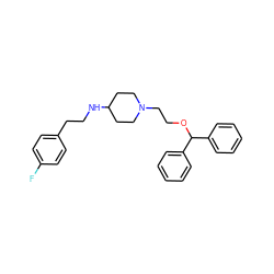 Fc1ccc(CCNC2CCN(CCOC(c3ccccc3)c3ccccc3)CC2)cc1 ZINC000013803929