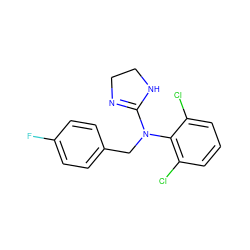 Fc1ccc(CN(C2=NCCN2)c2c(Cl)cccc2Cl)cc1 ZINC000029395864