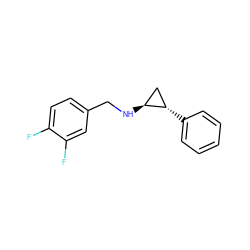 Fc1ccc(CN[C@H]2C[C@@H]2c2ccccc2)cc1F ZINC000044423694