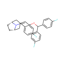 Fc1ccc(CN2[C@H]3CC[C@@H]2CC(=CCOC(c2ccc(F)cc2)c2ccc(F)cc2)C3)cc1 ZINC000073198089