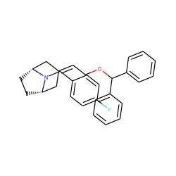 Fc1ccc(CN2[C@H]3CC[C@@H]2CC(=CCOC(c2ccccc2)c2ccccc2)C3)cc1 ZINC000073198088