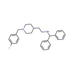 Fc1ccc(CN2CCC(CCNC(c3ccccc3)c3ccccc3)CC2)cc1 ZINC000013780920