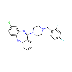 Fc1ccc(CN2CCN(C3=Nc4cc(Cl)ccc4Nc4ccccc43)CC2)c(F)c1 ZINC000036089488