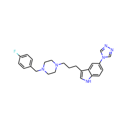 Fc1ccc(CN2CCN(CCCc3c[nH]c4ccc(-n5cnnc5)cc34)CC2)cc1 ZINC000022939219