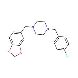 Fc1ccc(CN2CCN(Cc3ccc4c(c3)OCO4)CC2)cc1 ZINC000019334215