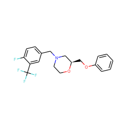 Fc1ccc(CN2CCO[C@H](COc3ccccc3)C2)cc1C(F)(F)F ZINC000653917160