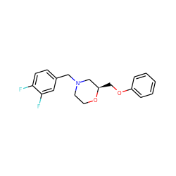 Fc1ccc(CN2CCO[C@H](COc3ccccc3)C2)cc1F ZINC000483435381