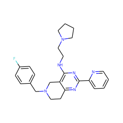 Fc1ccc(CN2CCc3nc(-c4ccccn4)nc(NCCN4CCCC4)c3C2)cc1 ZINC000653845341