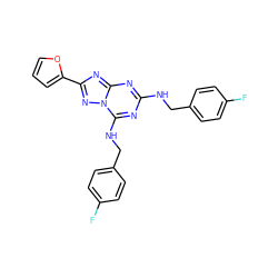 Fc1ccc(CNc2nc(NCc3ccc(F)cc3)n3nc(-c4ccco4)nc3n2)cc1 ZINC000653771361