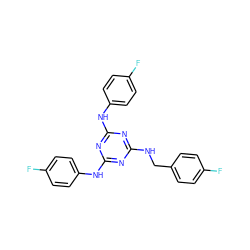 Fc1ccc(CNc2nc(Nc3ccc(F)cc3)nc(Nc3ccc(F)cc3)n2)cc1 ZINC001772588955