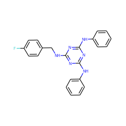 Fc1ccc(CNc2nc(Nc3ccccc3)nc(Nc3ccccc3)n2)cc1 ZINC000117542160