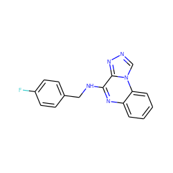 Fc1ccc(CNc2nc3ccccc3n3cnnc23)cc1 ZINC000004622491