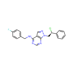 Fc1ccc(CNc2ncnc3c2cnn3C[C@@H](Cl)c2ccccc2)cc1 ZINC000029151329