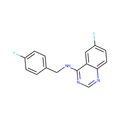 Fc1ccc(CNc2ncnc3ccc(F)cc23)cc1 ZINC000041470892