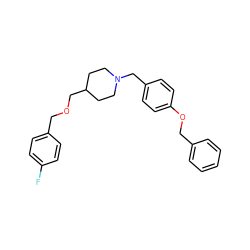 Fc1ccc(COCC2CCN(Cc3ccc(OCc4ccccc4)cc3)CC2)cc1 ZINC000013730129