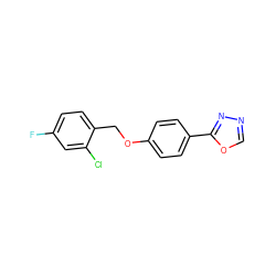 Fc1ccc(COc2ccc(-c3nnco3)cc2)c(Cl)c1 ZINC000008185191