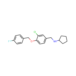 Fc1ccc(COc2ccc(CNC3CCCC3)cc2Cl)cc1 ZINC000169326401