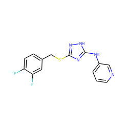 Fc1ccc(CSc2n[nH]c(Nc3cccnc3)n2)cc1F ZINC000014964353