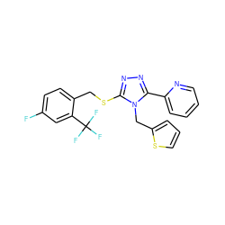 Fc1ccc(CSc2nnc(-c3ccccn3)n2Cc2cccs2)c(C(F)(F)F)c1 ZINC000066156591