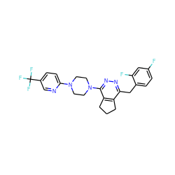 Fc1ccc(Cc2nnc(N3CCN(c4ccc(C(F)(F)F)cn4)CC3)c3c2CCC3)c(F)c1 ZINC000201147308