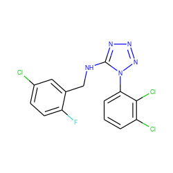 Fc1ccc(Cl)cc1CNc1nnnn1-c1cccc(Cl)c1Cl ZINC000071333598