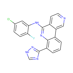 Fc1ccc(Cl)cc1Nc1nc2c(-c3nc[nH]n3)cccc2c2cnccc12 ZINC000073157221