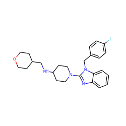 Fc1ccc(Cn2c(N3CCC(NCC4CCOCC4)CC3)nc3ccccc32)cc1 ZINC000043071862