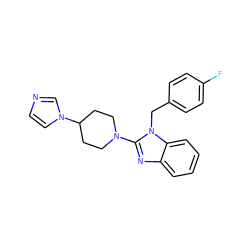 Fc1ccc(Cn2c(N3CCC(n4ccnc4)CC3)nc3ccccc32)cc1 ZINC000043063219