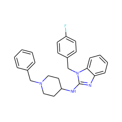 Fc1ccc(Cn2c(NC3CCN(Cc4ccccc4)CC3)nc3ccccc32)cc1 ZINC000028827099